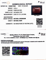 3.00/CT Natural Neo Burma Ruby with Govt. Lab Certificate (4551)